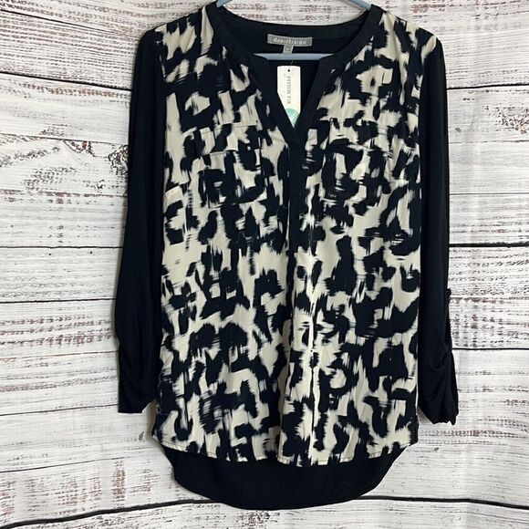 Daniel Rainn Top Womens Size Xs Gunther abstract print Blouse Popover Light New - Picture 3 of 9